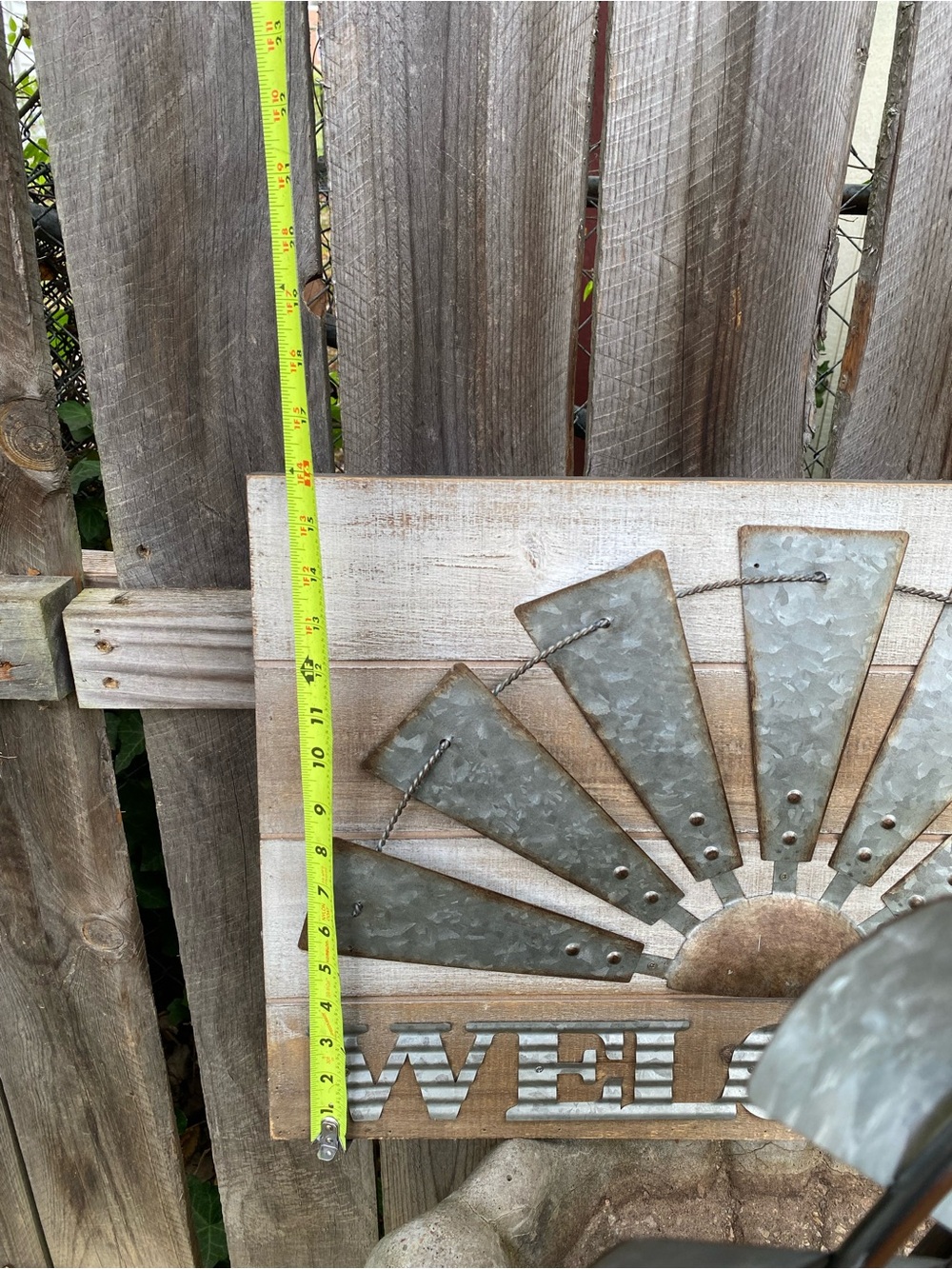 Rustic Welcome Sign with Metal Windmill Design - Picture 9 of 9
